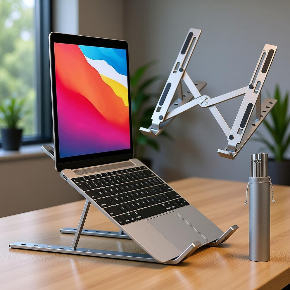 Speed-X 18" Adjustable Aluminum Laptop Stand with Pouch