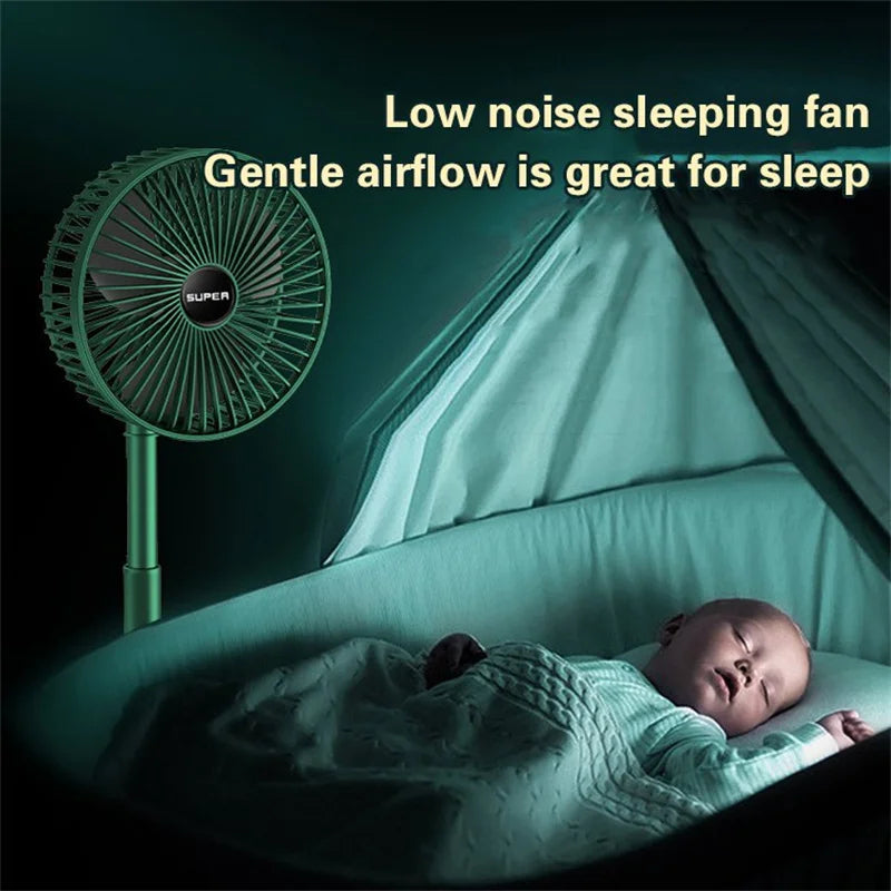 🌬️ Rechargeable Telescopic Folding Fan – Portable USB Desk & Floor Fan with Adjustable Height