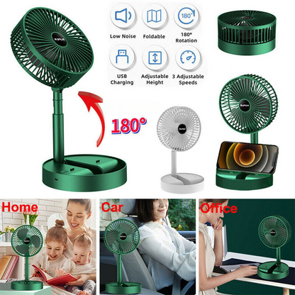 🌬️ Rechargeable Telescopic Folding Fan – Portable USB Desk & Floor Fan with Adjustable Height