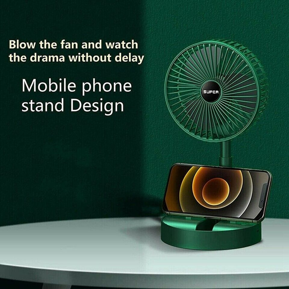 🌬️ Rechargeable Telescopic Folding Fan – Portable USB Desk & Floor Fan with Adjustable Height
