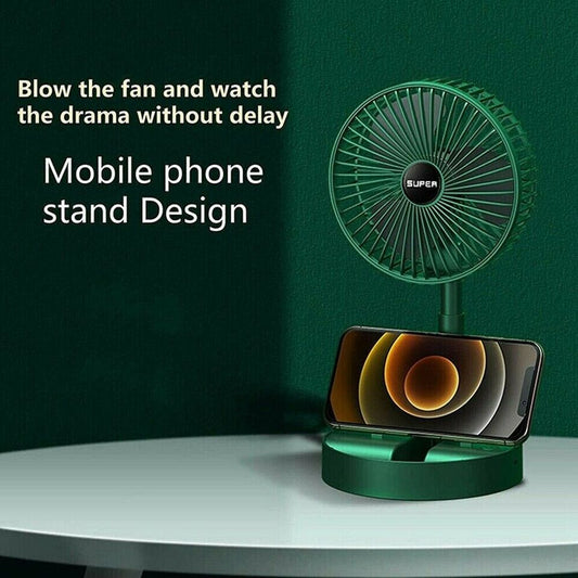 🌬️ Rechargeable Telescopic Folding Fan – Portable USB Desk & Floor Fan with Adjustable Height