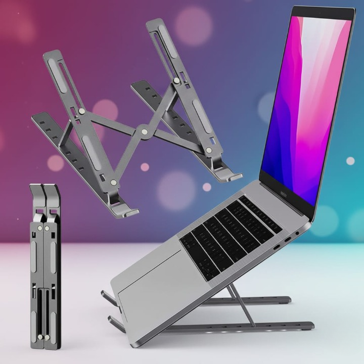 Speed-X 18" Adjustable Aluminum Laptop Stand with Pouch
