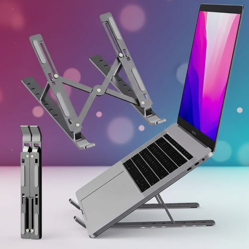 Speed-X 18" Adjustable Aluminum Laptop Stand with Pouch
