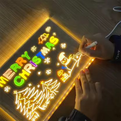 Colorful LED Writing Board Acrylic Message Board USB Erasable Light 6x6 Inch