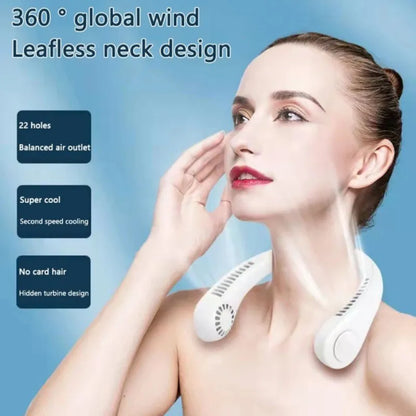 🔥 Portable Bladeless Neck Fan – 360° Hands-Free Cooling, USB Rechargeable Wearable Air Cooler for Summer Travel & Outdoor Activities
