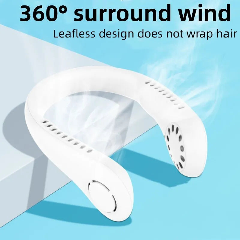 🔥 Portable Bladeless Neck Fan – 360° Hands-Free Cooling, USB Rechargeable Wearable Air Cooler for Summer Travel & Outdoor Activities